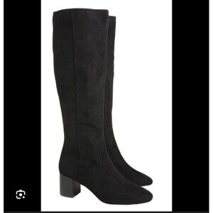J.CREW BLACK SUEDED STACKED HEEL KNEE HIGH BOOTS BJ265 SIZE 7.5 Womens